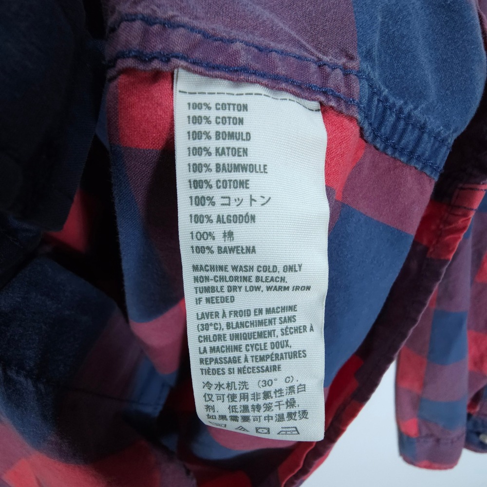 Y2K Hollister Shirt Mens Large Red Blue Plaid Flannel Style Cotton Streetwear - Picture 5 of 7